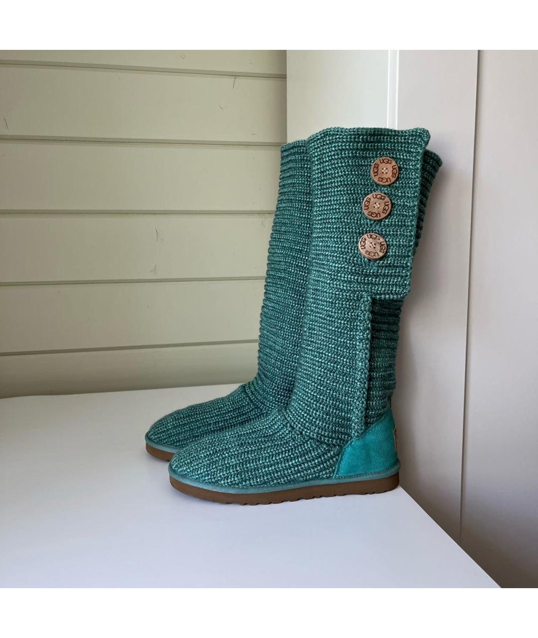 UGG AUSTRALIA Зеленые текстильные сапоги, фото 9