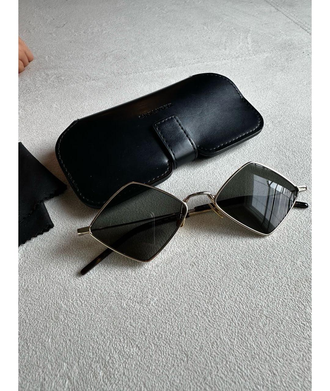 SAINT LAURENT Черные металлические солнцезащитные очки, фото 7