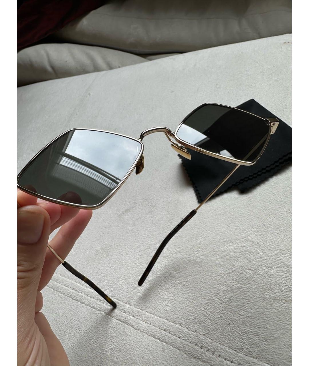 SAINT LAURENT Черные металлические солнцезащитные очки, фото 3