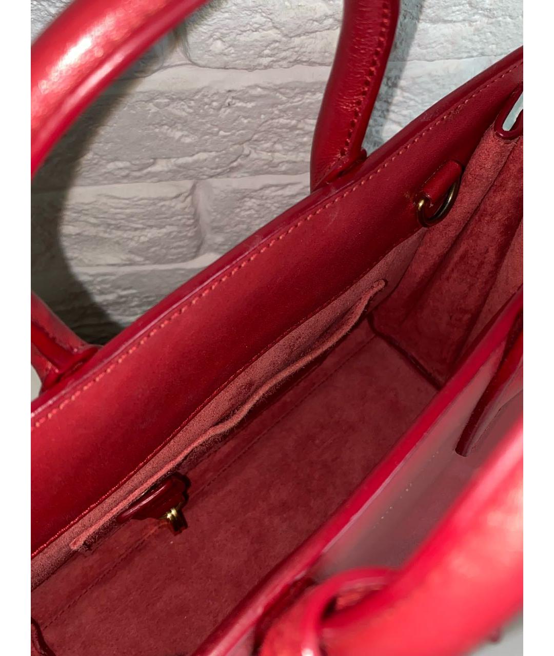 SAINT LAURENT Красная кожаная сумка с короткими ручками, фото 6
