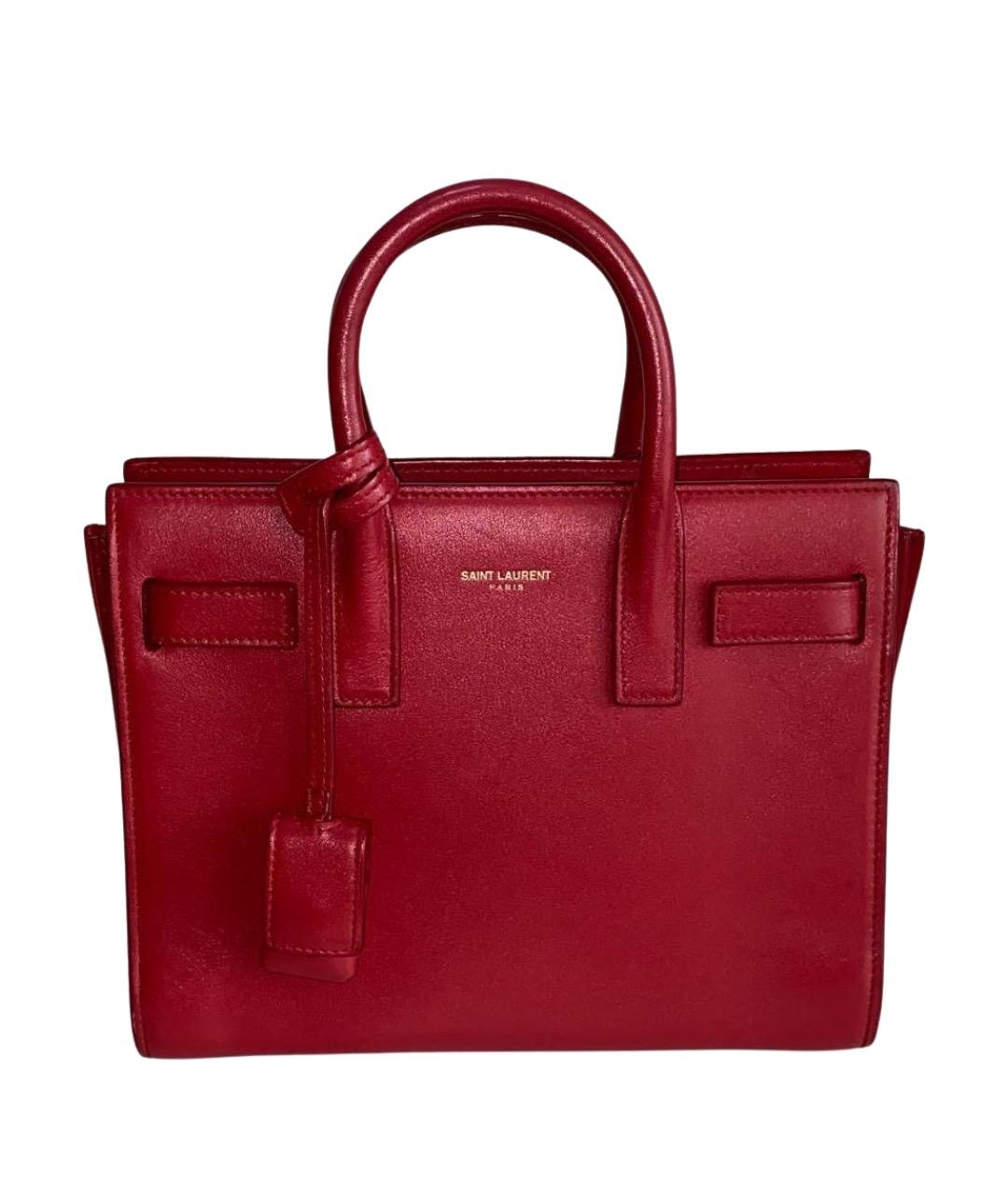 SAINT LAURENT Красная кожаная сумка с короткими ручками, фото 1