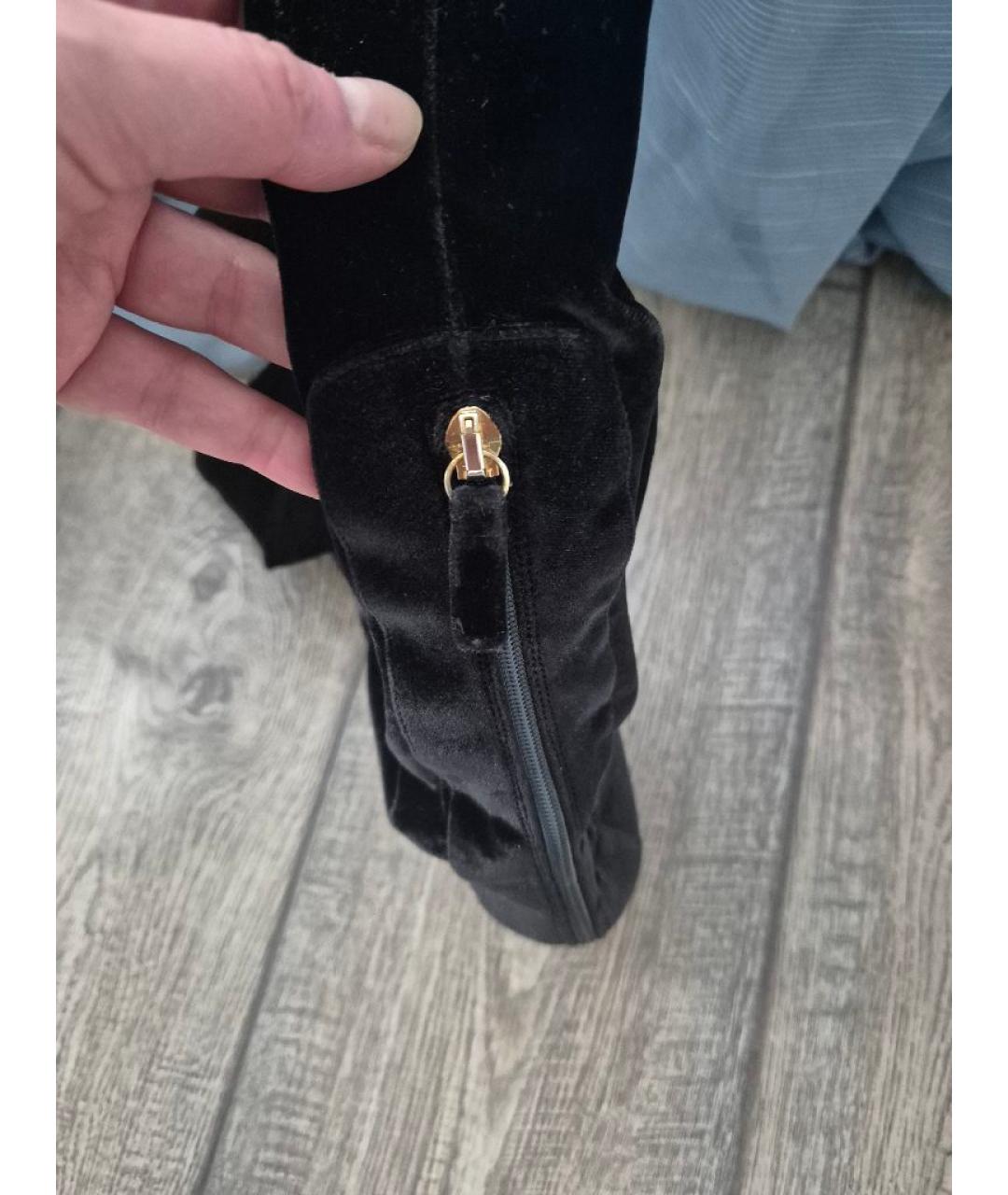 AQUAZZURA Черные бархатные ботфорты, фото 4