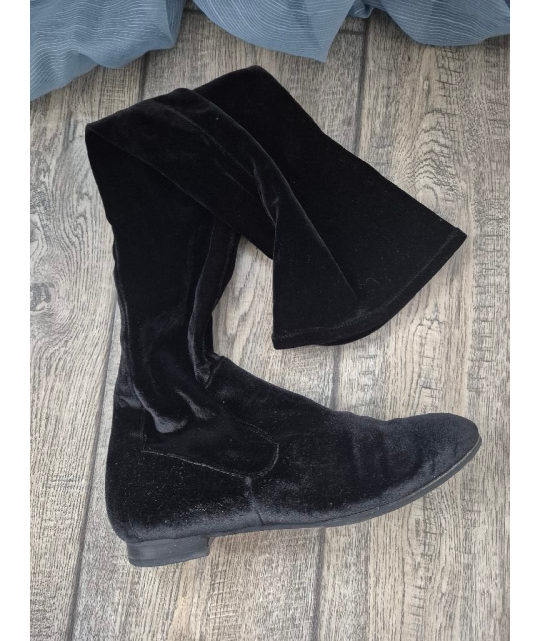 AQUAZZURA Черные бархатные ботфорты, фото 2
