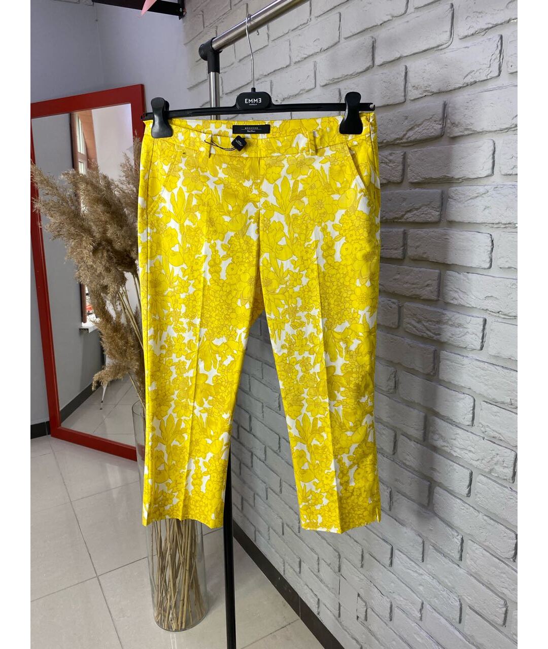 WEEKEND MAX MARA Желтые хлопковые брюки узкие, фото 4