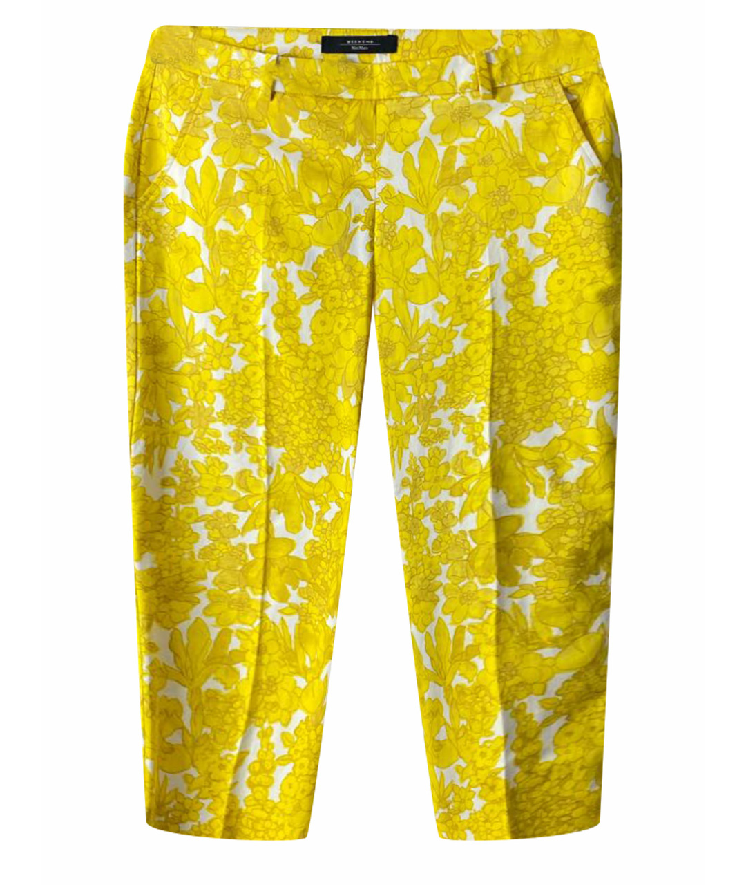 WEEKEND MAX MARA Желтые хлопковые брюки узкие, фото 1