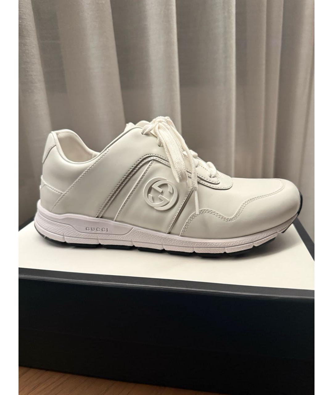 GUCCI Белые кожаные кроссовки, фото 9