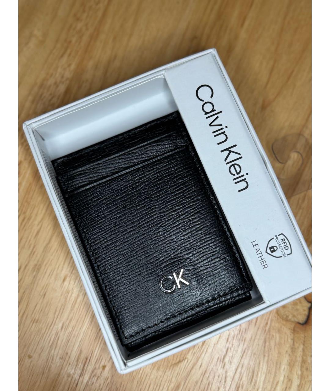 CALVIN KLEIN Черный кожаный кардхолдер, фото 5