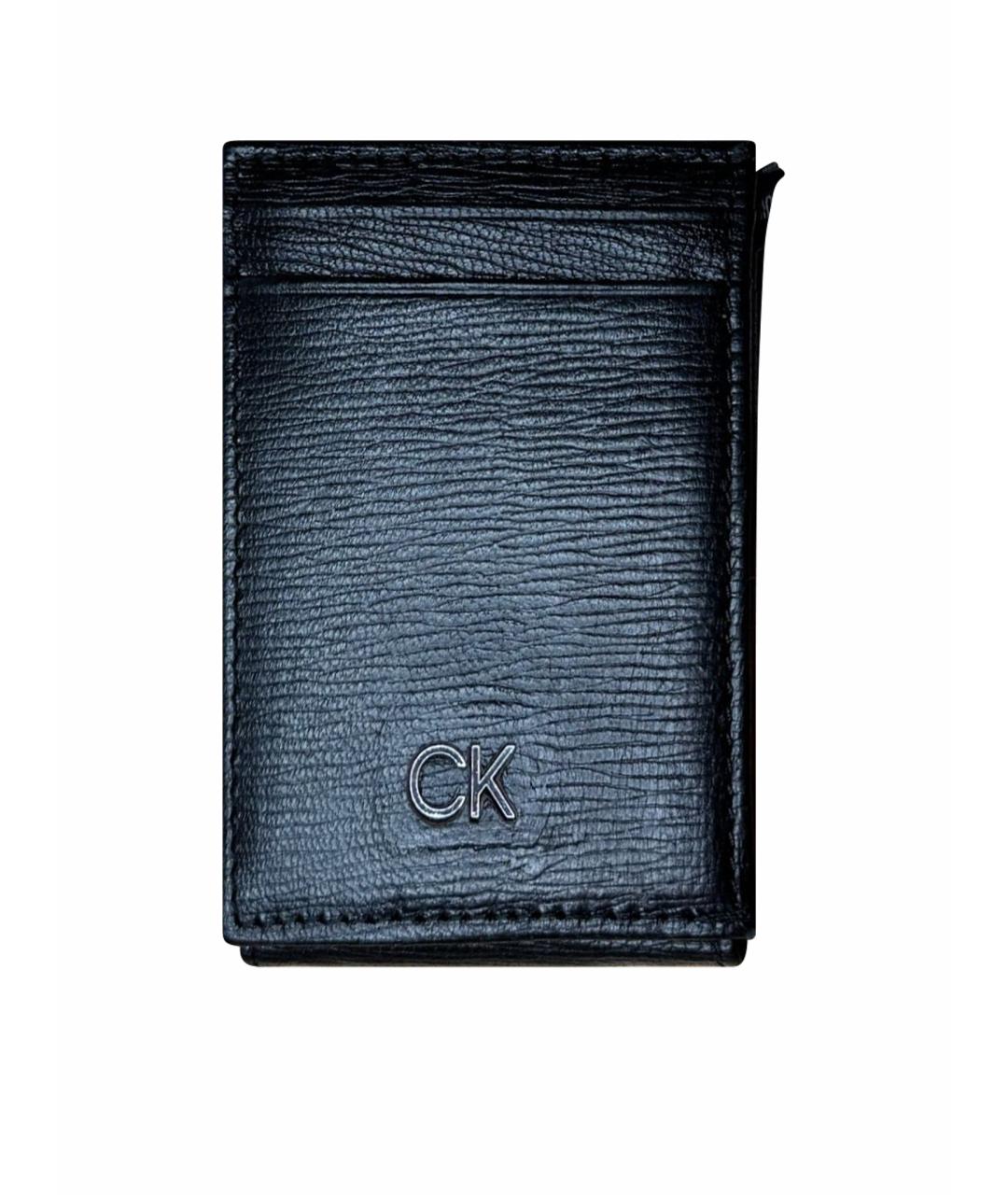 CALVIN KLEIN Черный кожаный кардхолдер, фото 1