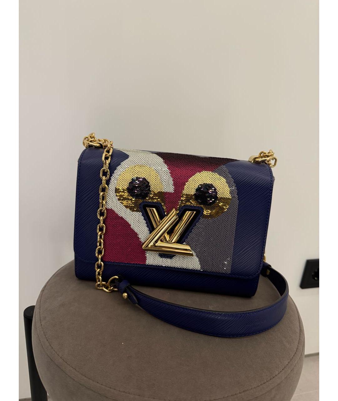 LOUIS VUITTON Темно-синяя кожаная сумка через плечо, фото 6
