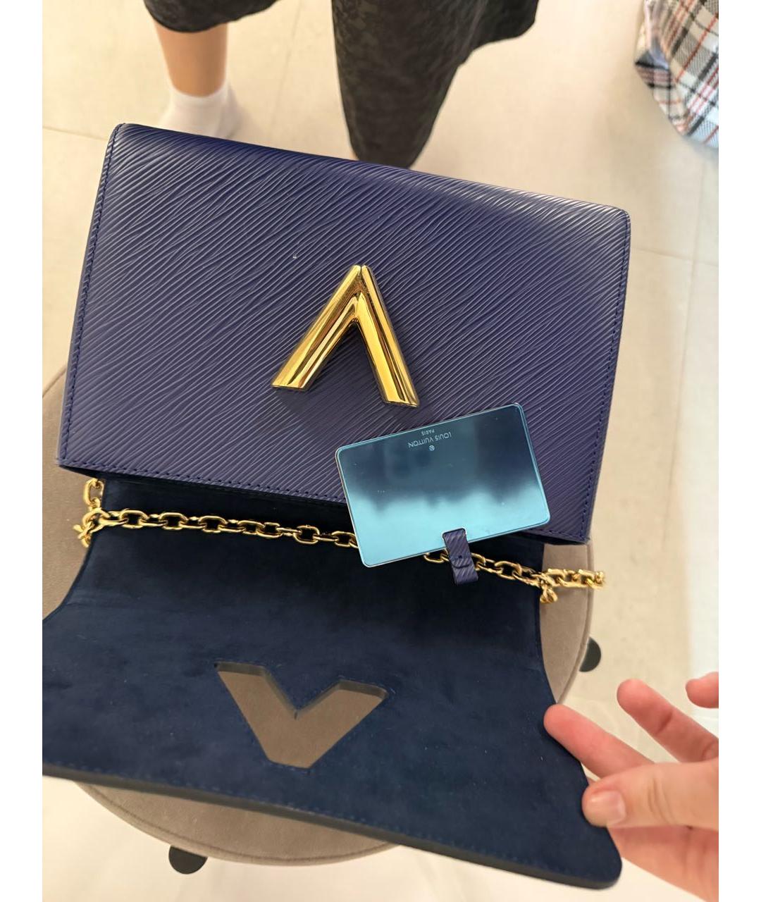 LOUIS VUITTON Темно-синяя кожаная сумка через плечо, фото 4