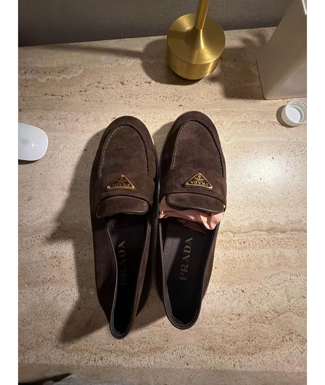 PRADA Коричневые замшевые лоферы, фото 3