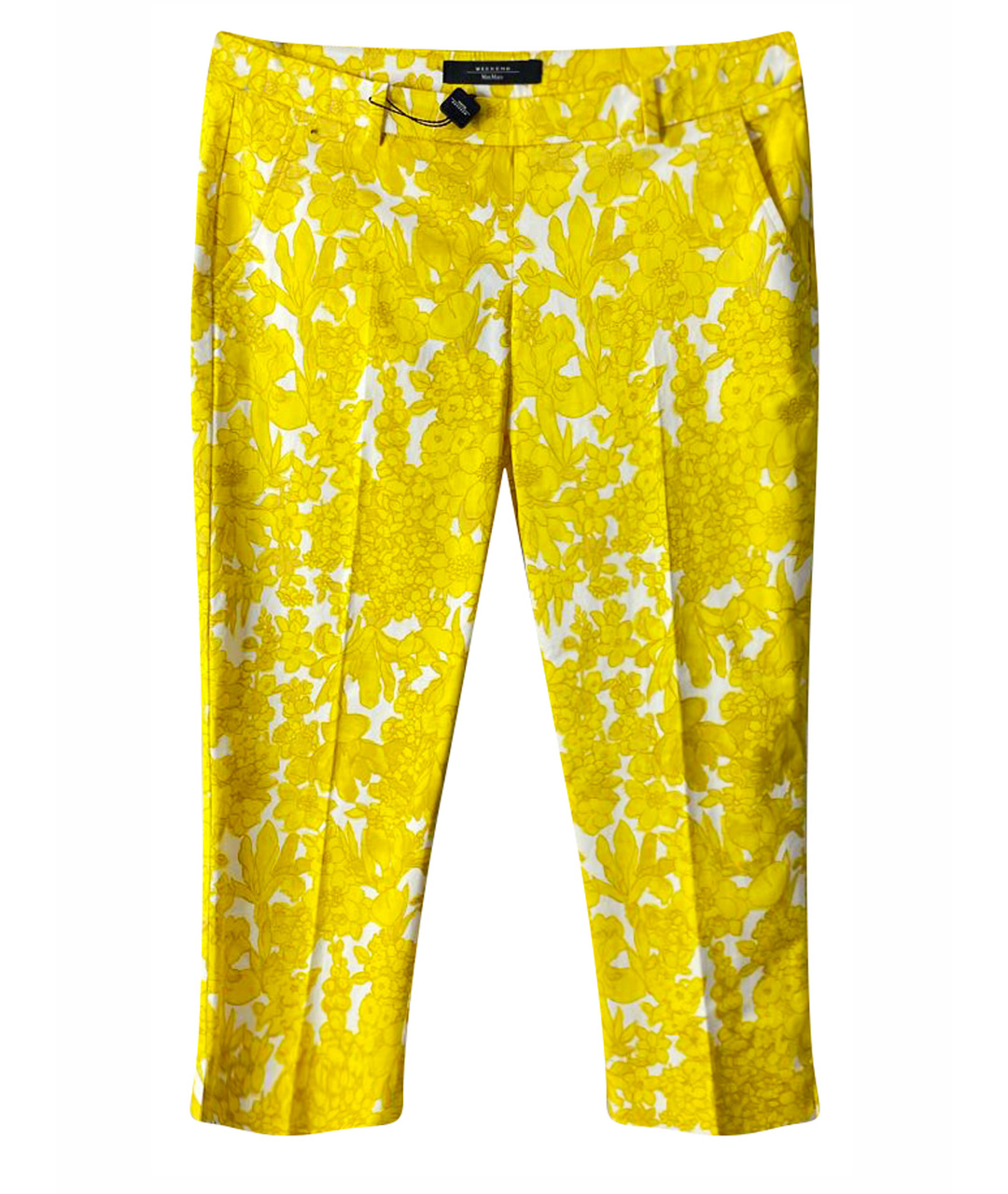 WEEKEND MAX MARA Желтые хлопковые брюки узкие, фото 1