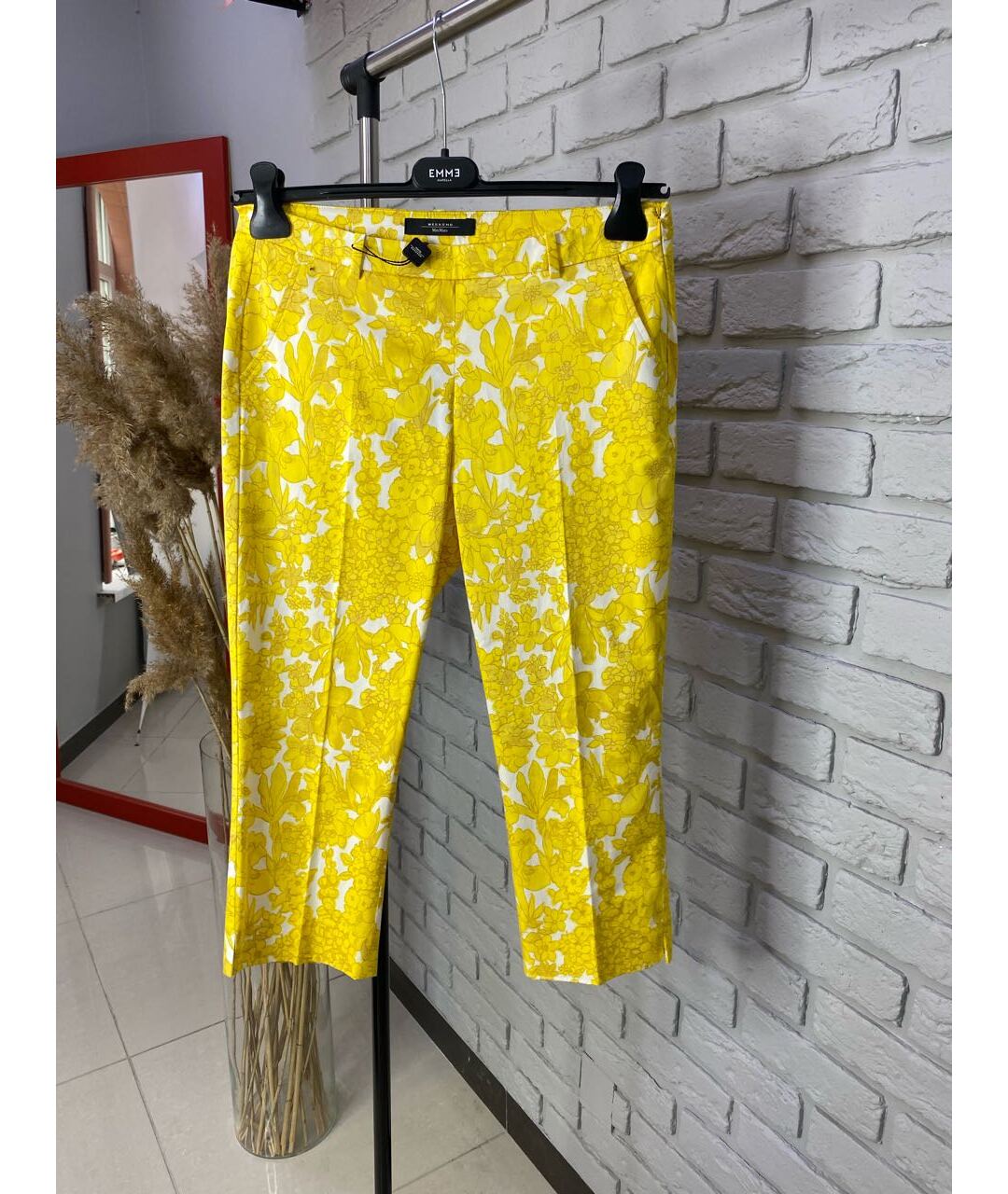 WEEKEND MAX MARA Желтые хлопковые брюки узкие, фото 5