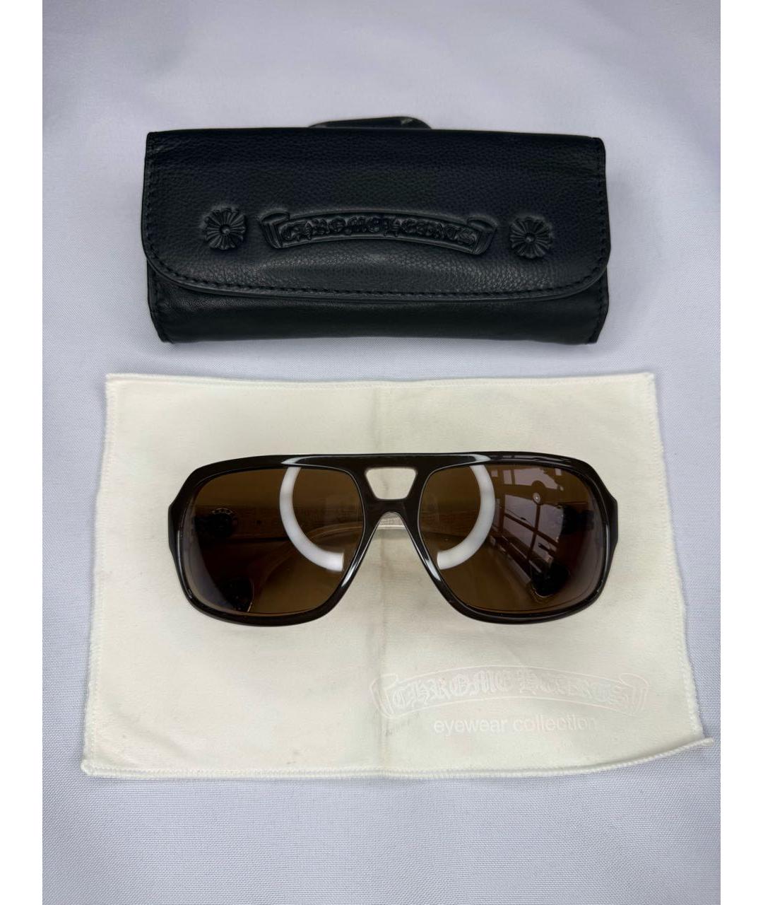 CHROME HEARTS Коричневые пластиковые солнцезащитные очки, фото 9