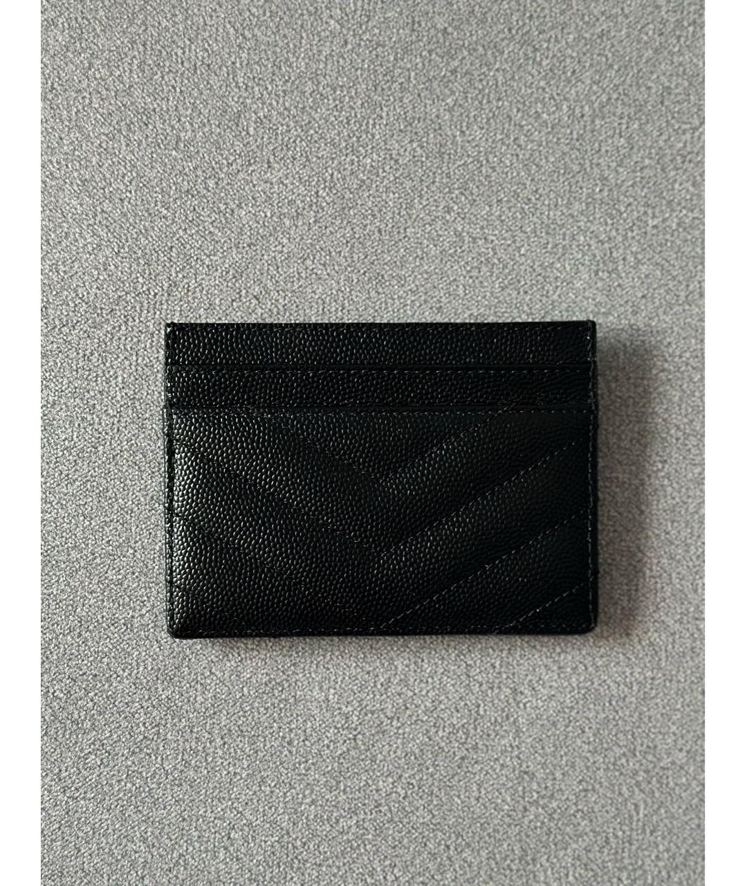 SAINT LAURENT Черный кожаный кардхолдер, фото 4