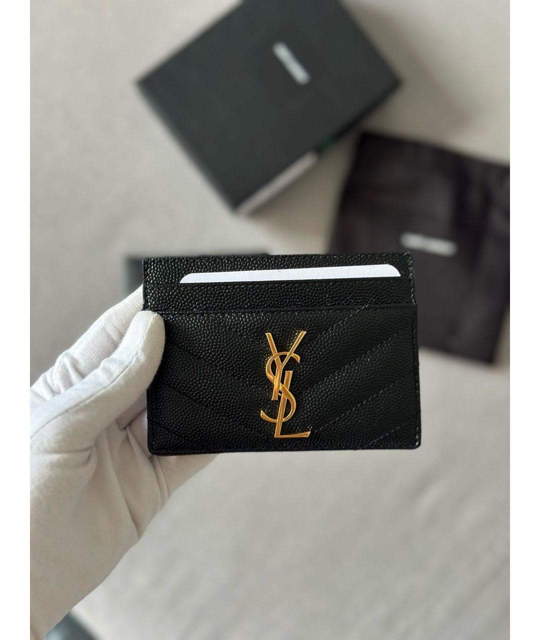 SAINT LAURENT Черный кожаный кардхолдер, фото 7