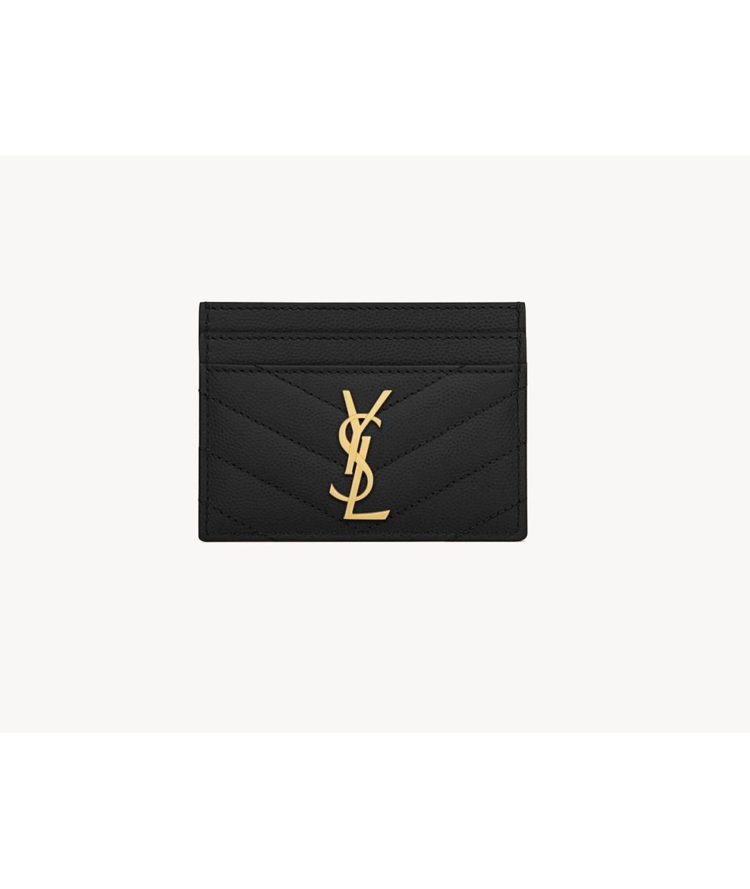 SAINT LAURENT Черный кожаный кардхолдер, фото 8