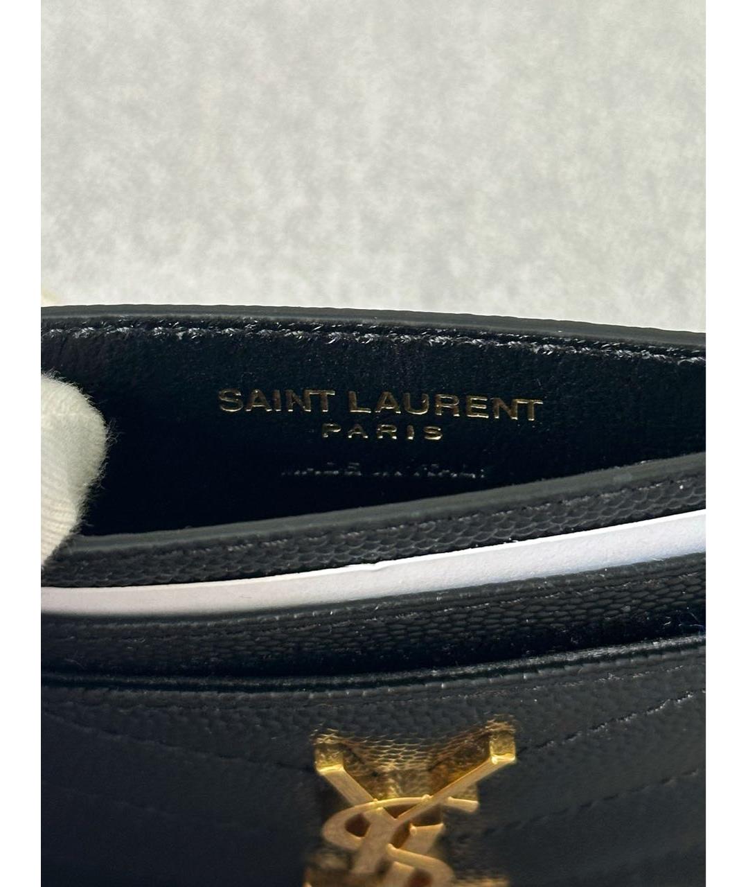 SAINT LAURENT Черный кожаный кардхолдер, фото 5