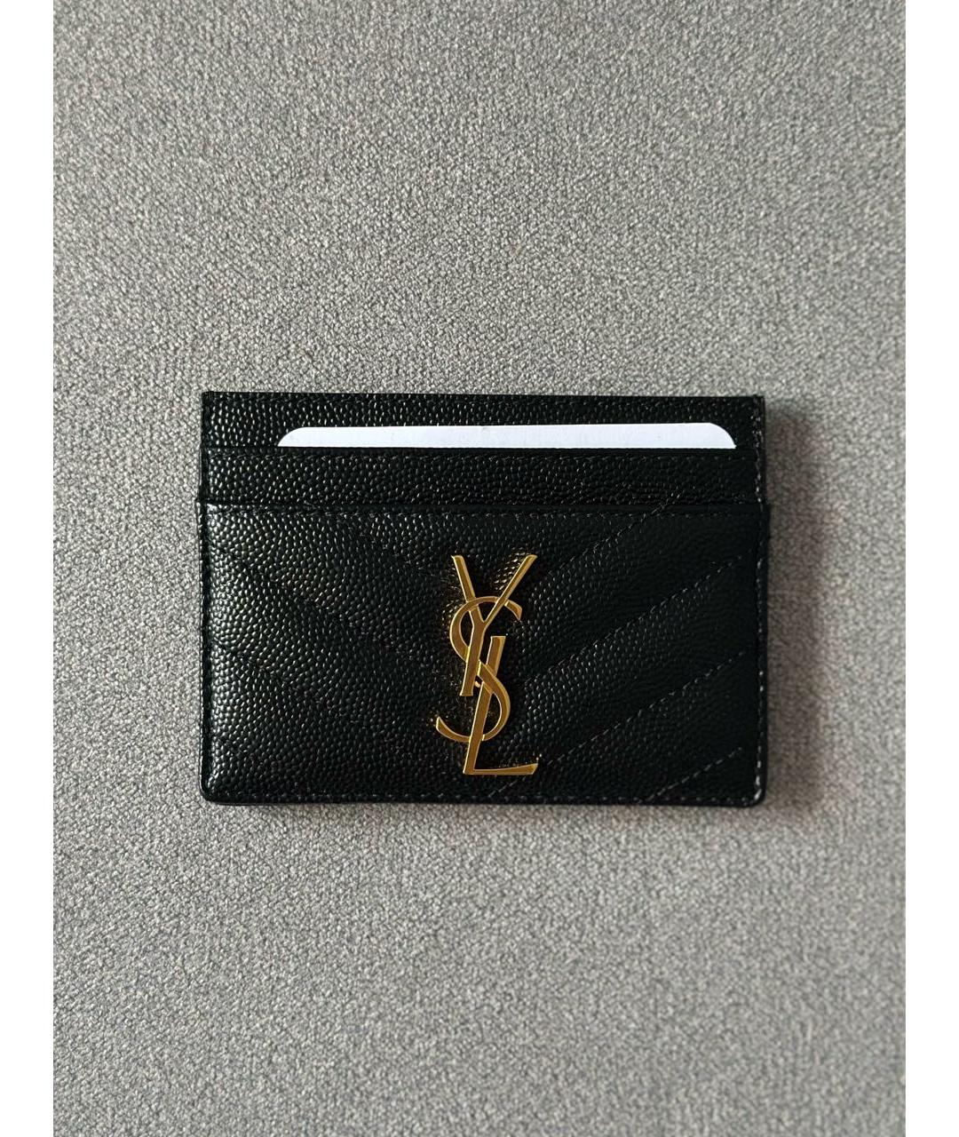 SAINT LAURENT Черный кожаный кардхолдер, фото 3