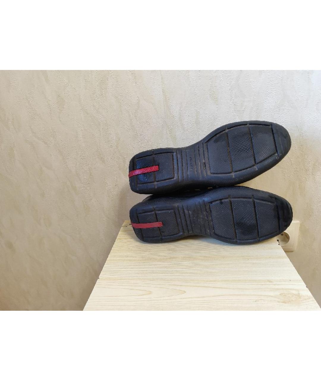 PRADA Черные кожаные высокие кроссовки / кеды, фото 6