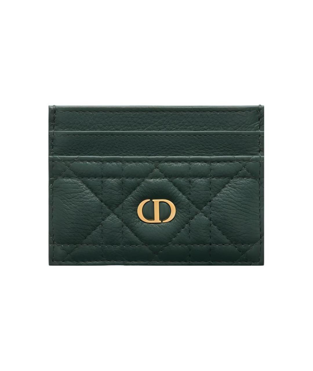 CHRISTIAN DIOR Зеленый кожаный кардхолдер, фото 1