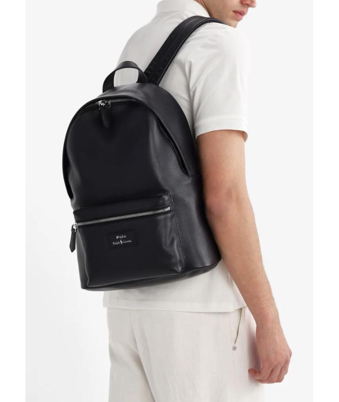 POLO RALPH LAUREN Черный кожаный рюкзак, фото 2