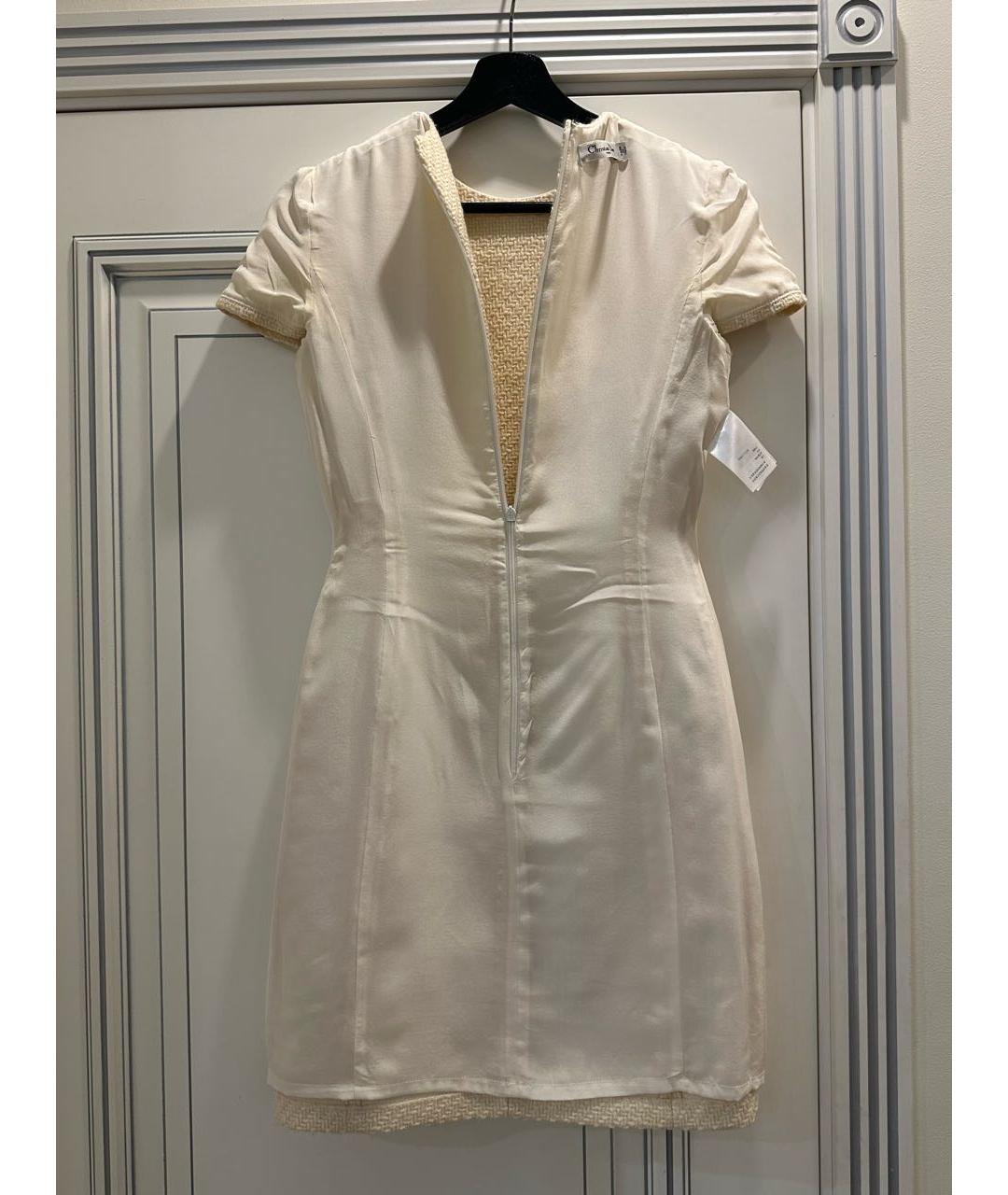 CHRISTIAN DIOR Бежевое твидовое повседневное платье, фото 3