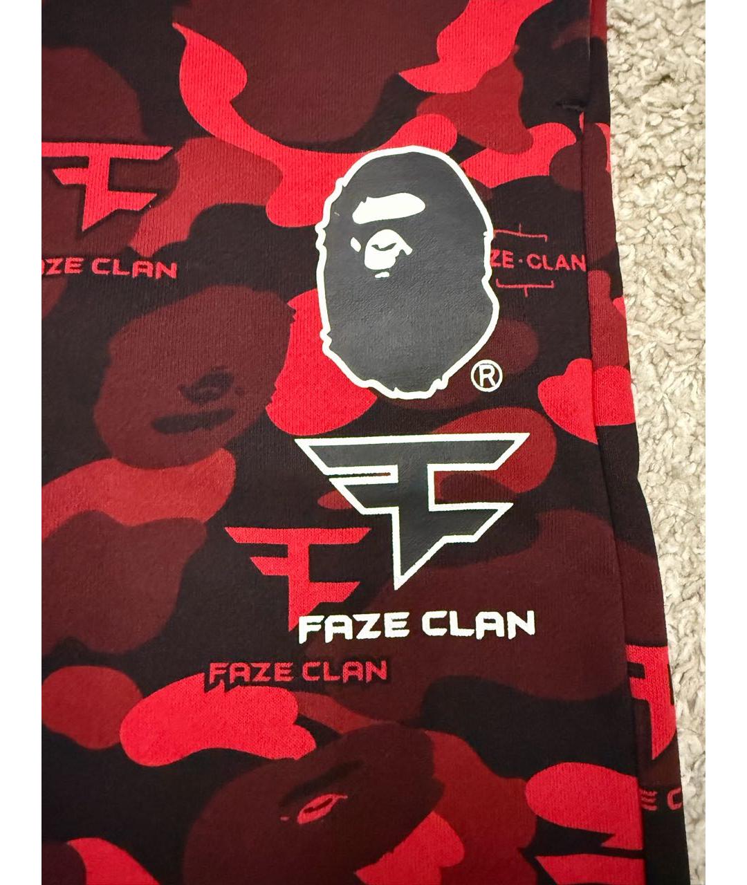 BAPE Красные хлопковые повседневные брюки, фото 3