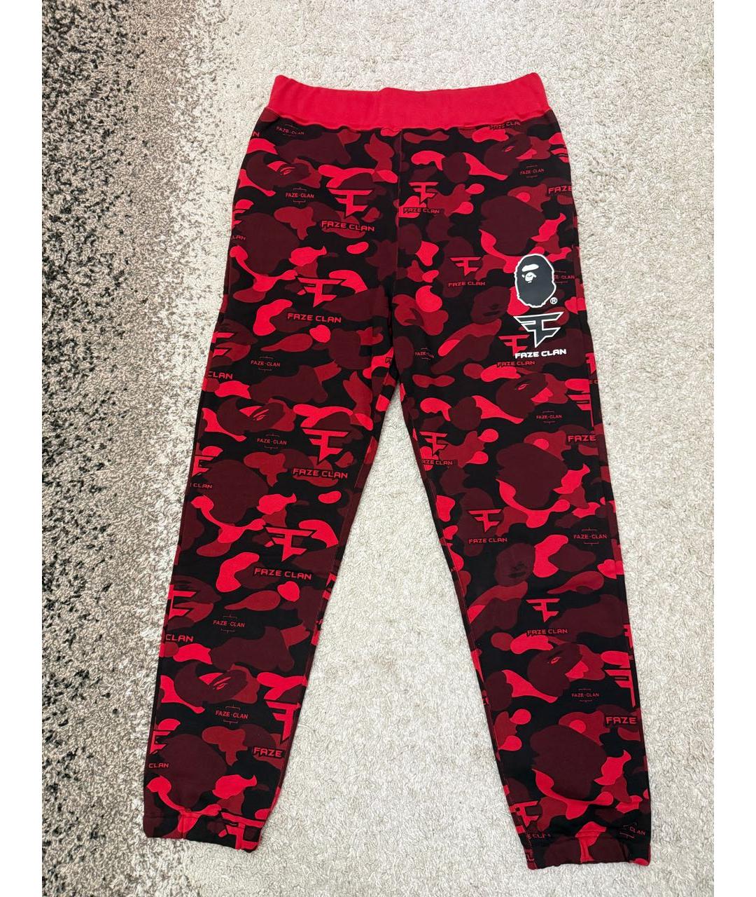 BAPE Красные хлопковые повседневные брюки, фото 8