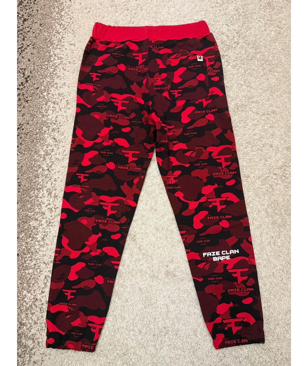 BAPE Красные хлопковые повседневные брюки, фото 2