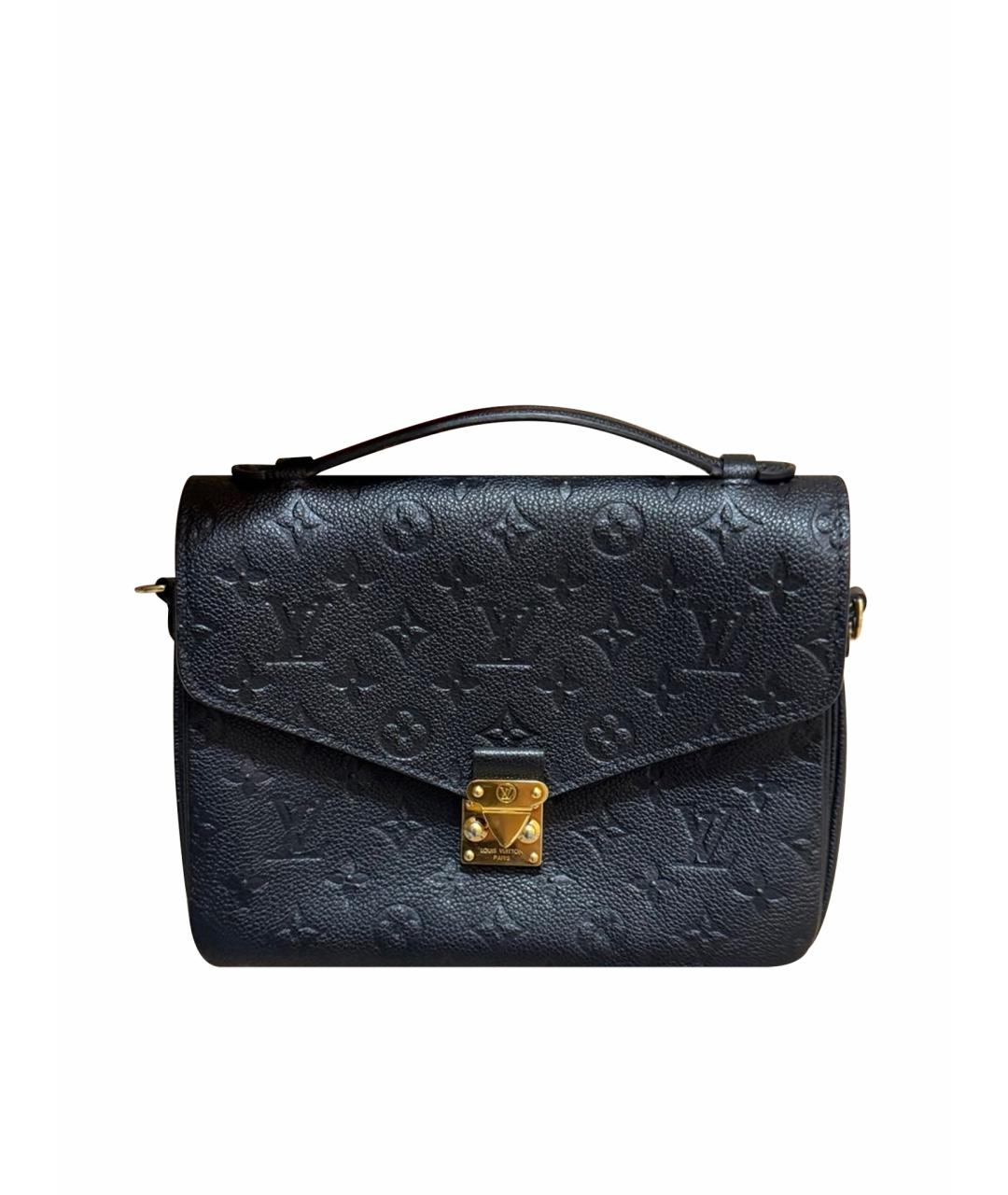 LOUIS VUITTON Черная кожаная сумка с короткими ручками, фото 1