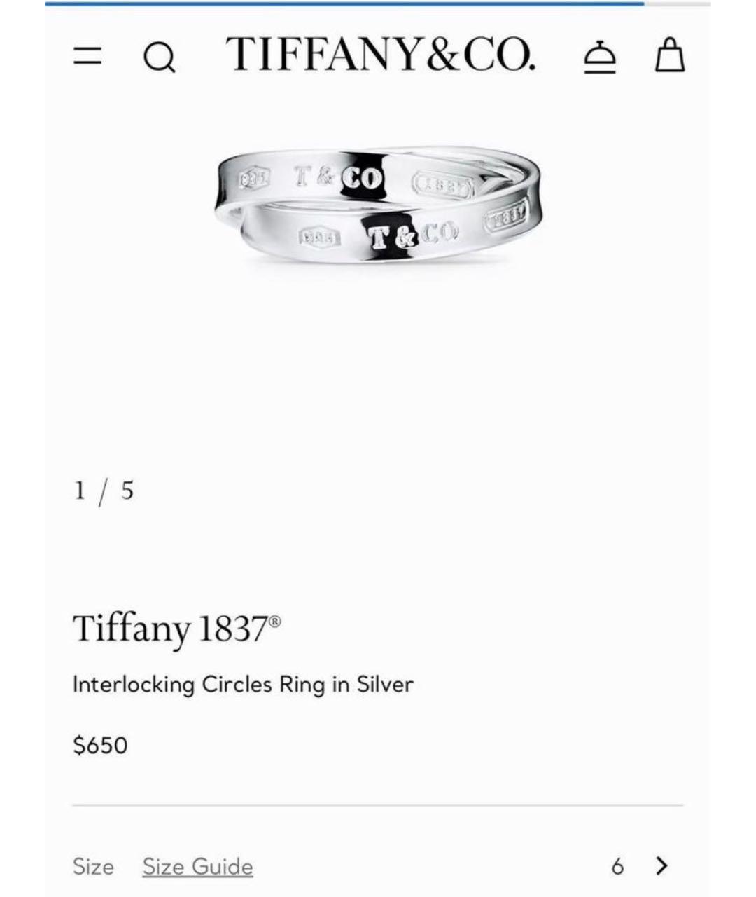TIFFANY&CO Серебряное серебряное кольцо, фото 7