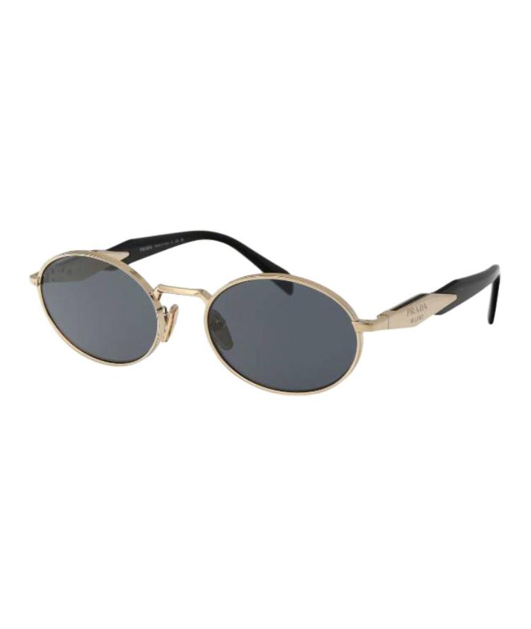 PRADA Золотые металлические солнцезащитные очки, фото 1
