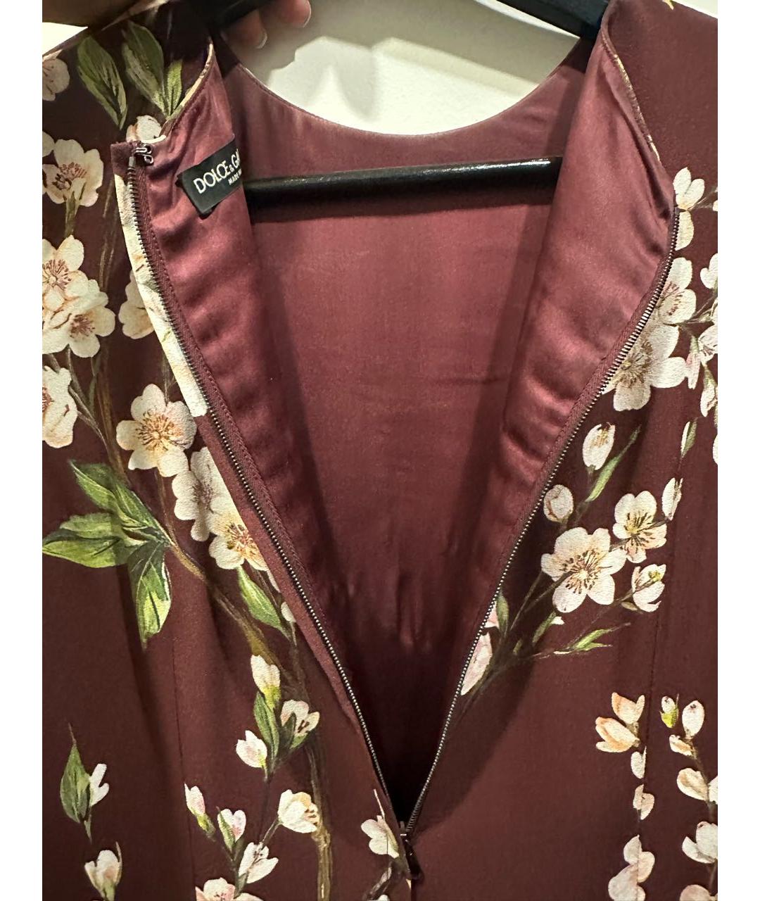 DOLCE&GABBANA Бордовое шелковое повседневное платье, фото 5
