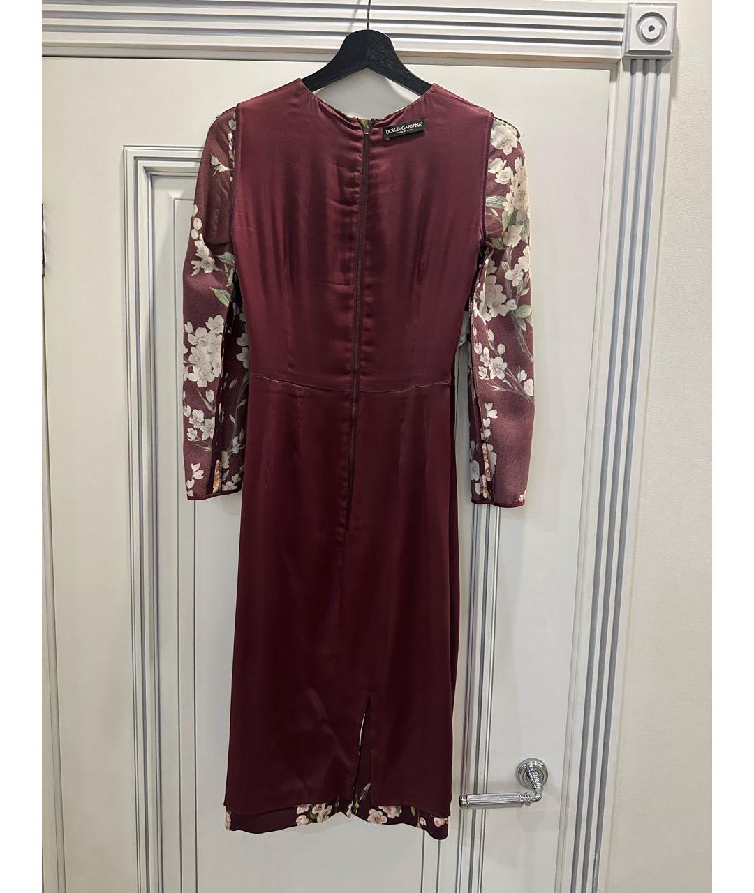DOLCE&GABBANA Бордовое шелковое повседневное платье, фото 3