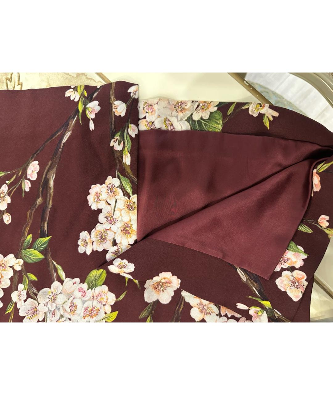 DOLCE&GABBANA Бордовое шелковое повседневное платье, фото 6