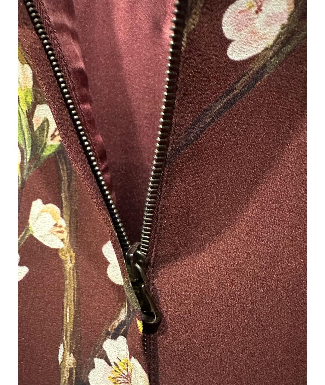 DOLCE&GABBANA Бордовое шелковое повседневное платье, фото 4