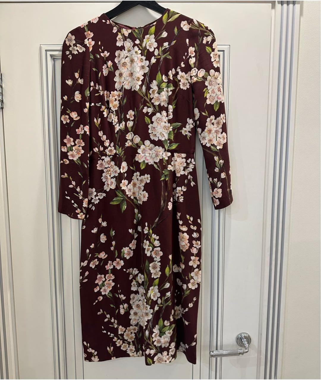 DOLCE&GABBANA Бордовое шелковое повседневное платье, фото 9