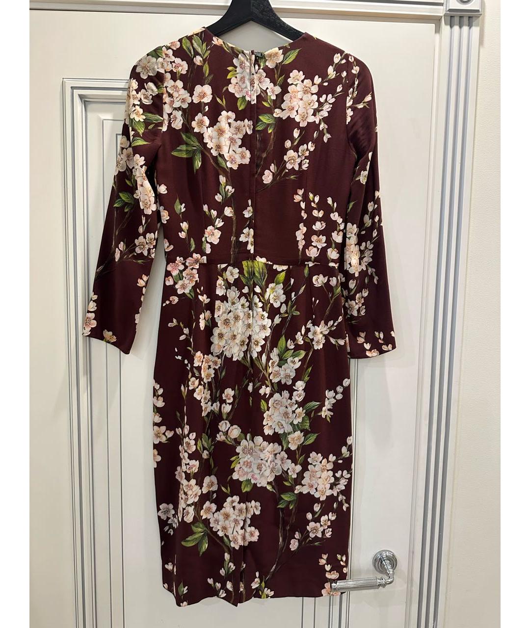 DOLCE&GABBANA Бордовое шелковое повседневное платье, фото 2
