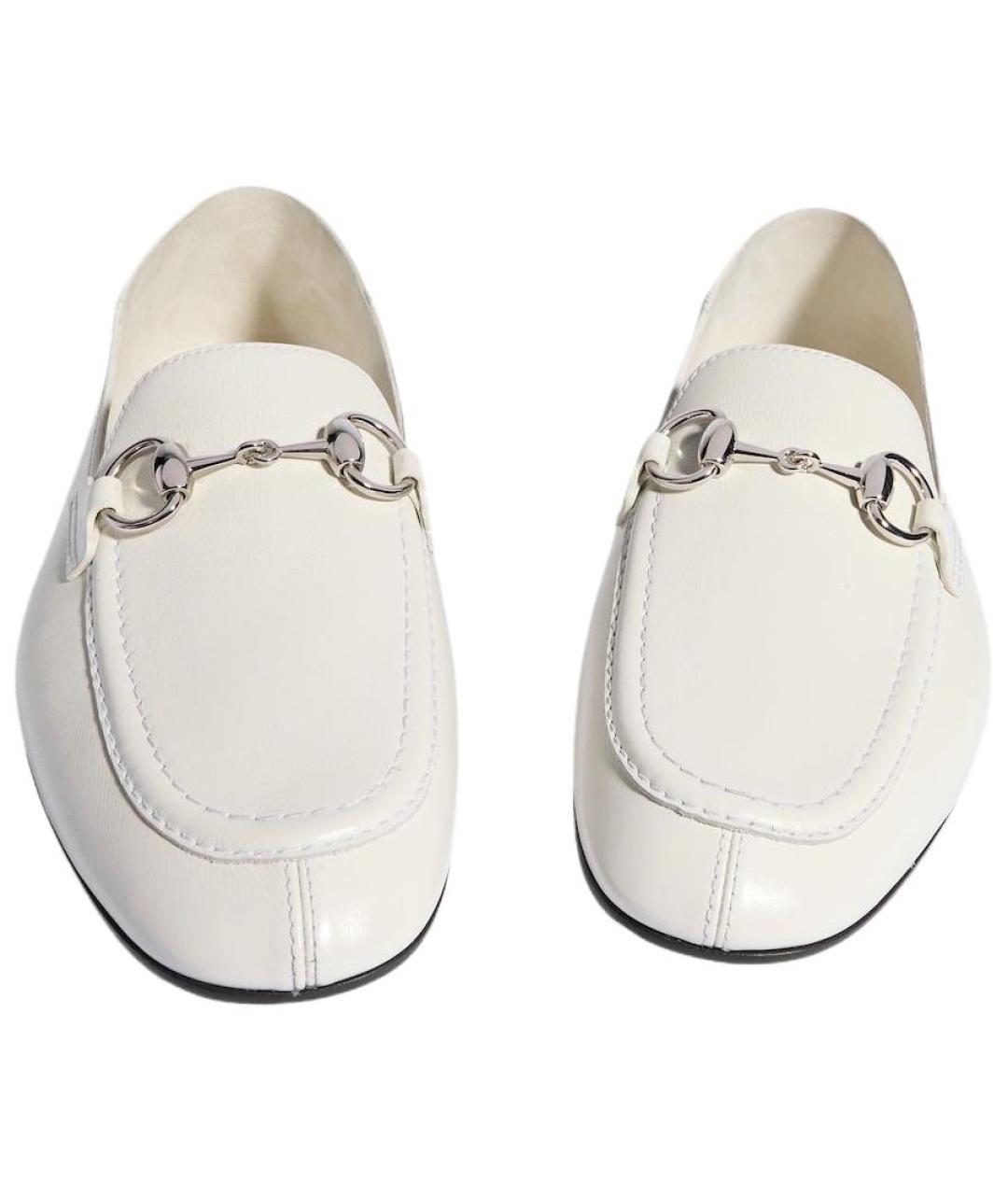 GUCCI Белые кожаные лоферы, фото 5
