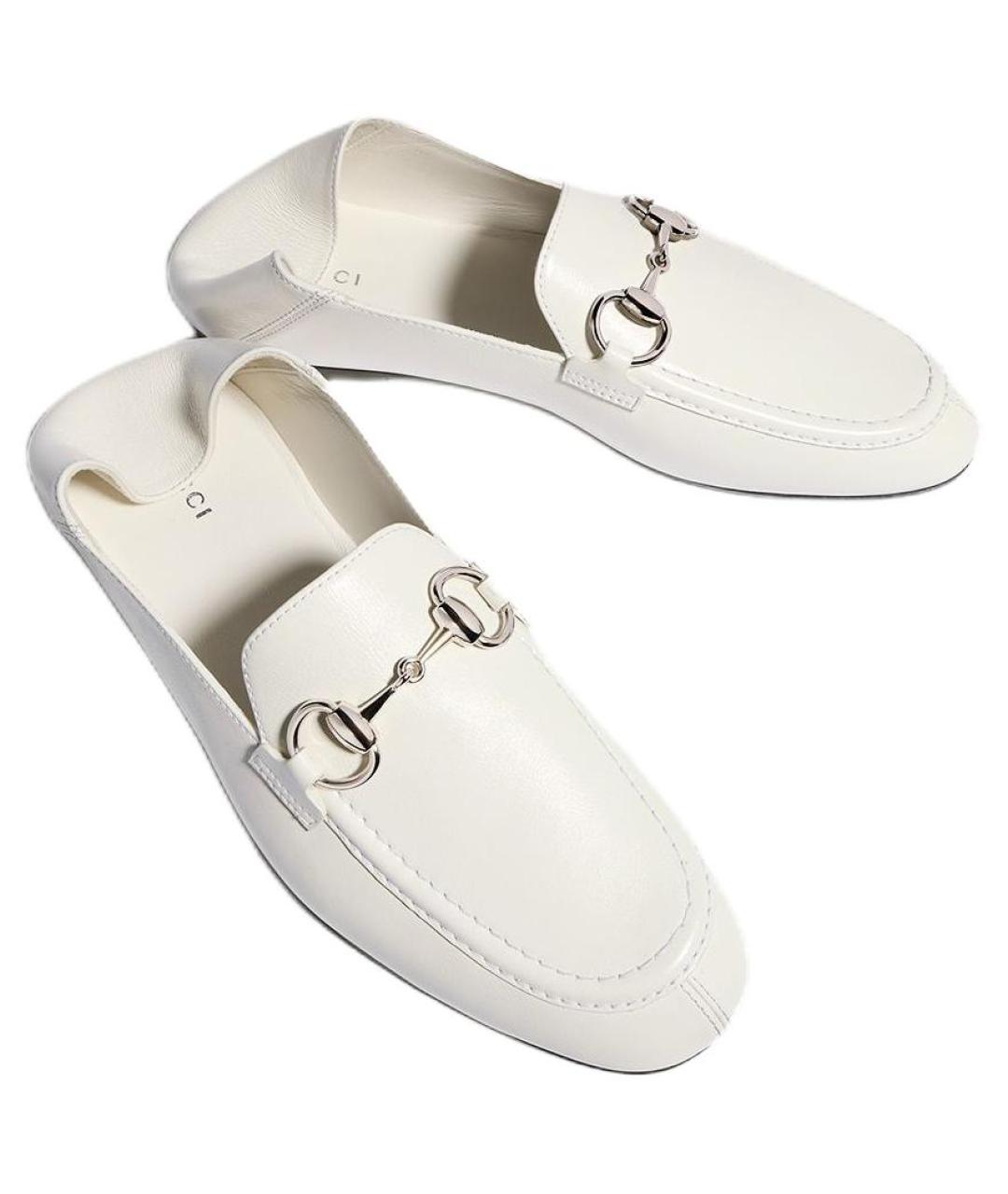 GUCCI Белые кожаные лоферы, фото 3