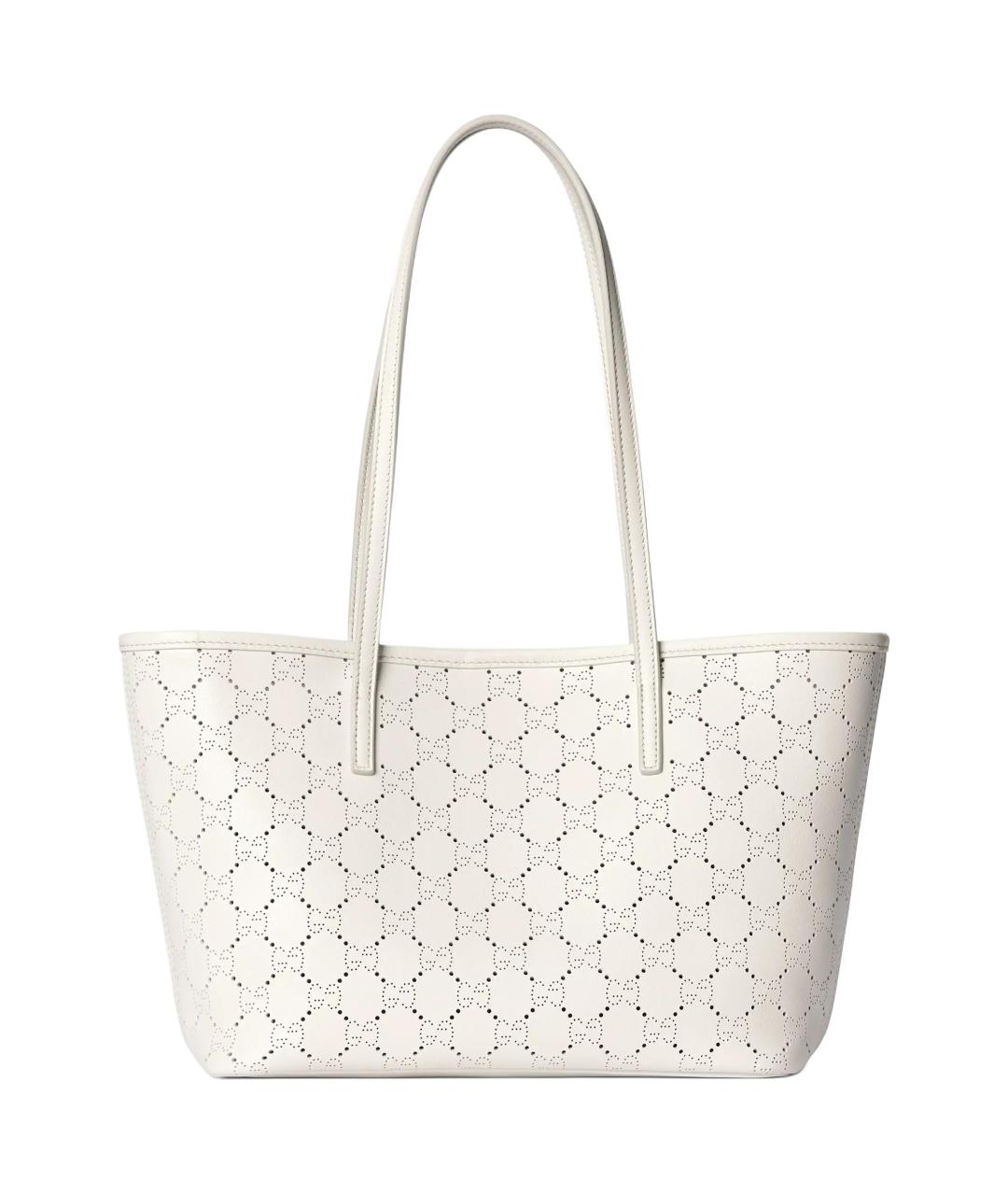 GUCCI Белая кожаная сумка тоут, фото 1