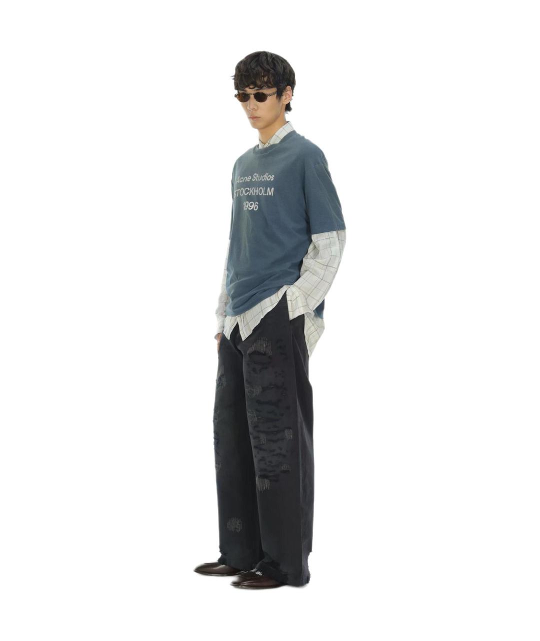 ACNE STUDIOS Темно-синяя футболка, фото 4