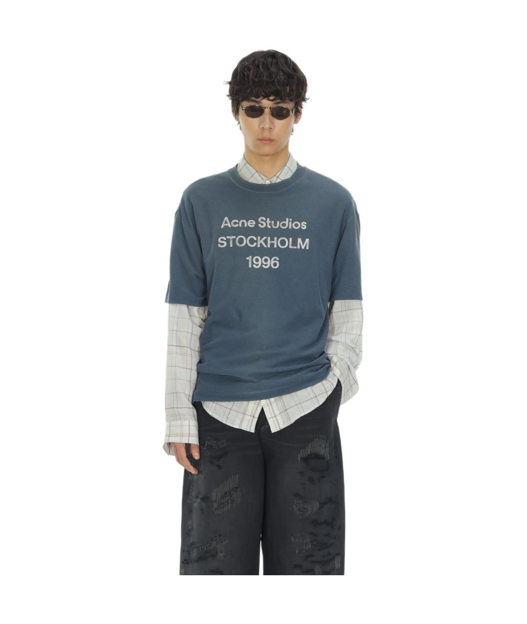 ACNE STUDIOS Темно-синяя футболка, фото 2