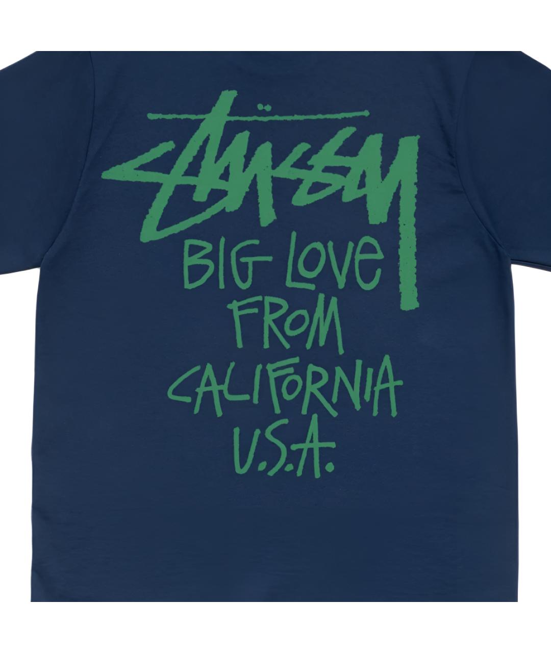STUSSY Темно-синяя хлопковая футболка, фото 3