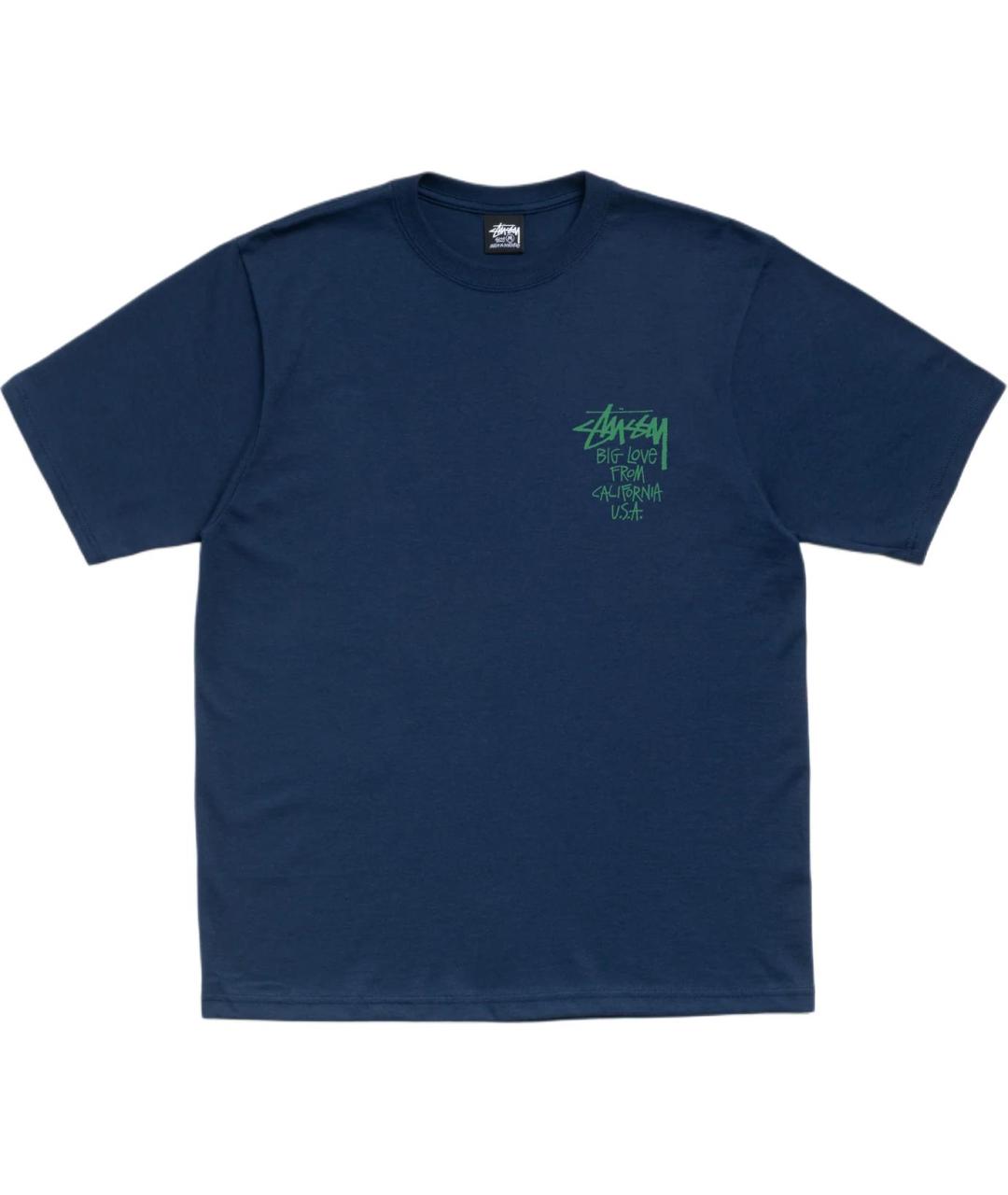 STUSSY Темно-синяя хлопковая футболка, фото 1