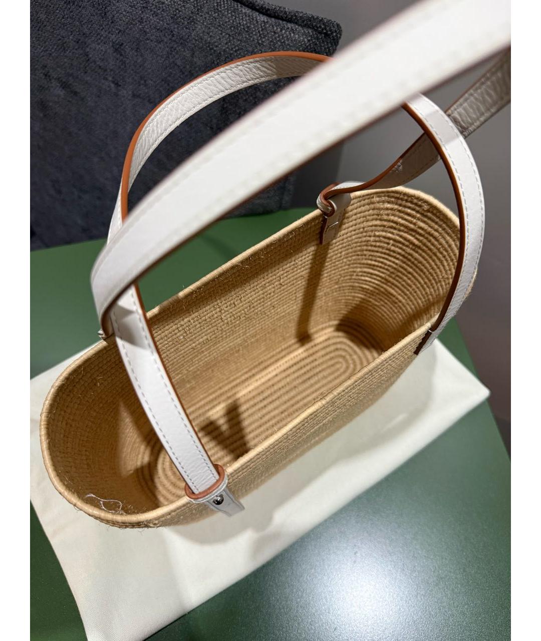 LOEWE Бежевая плетеная пляжная сумка, фото 4