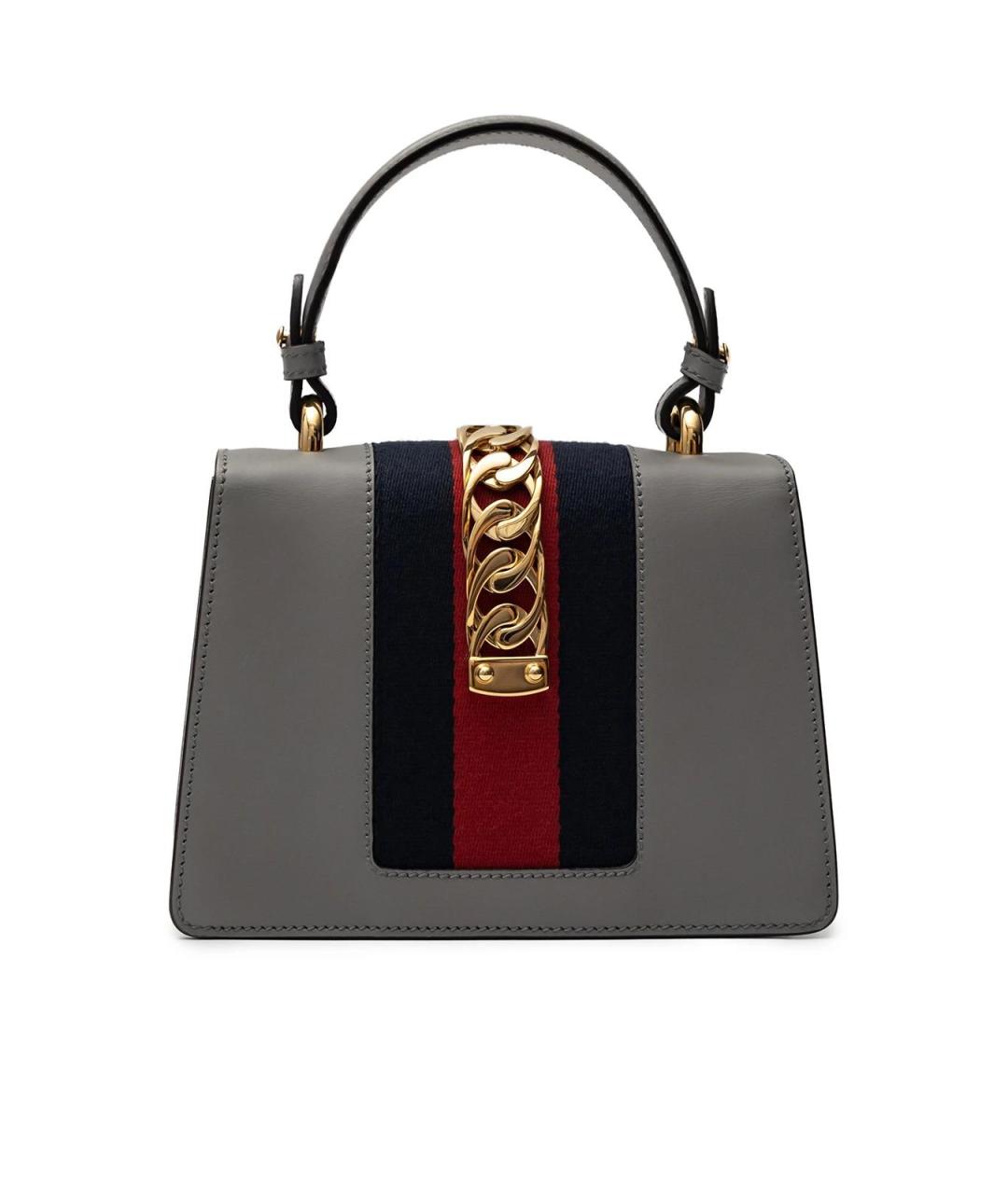 GUCCI Серая кожаная сумка с короткими ручками, фото 3