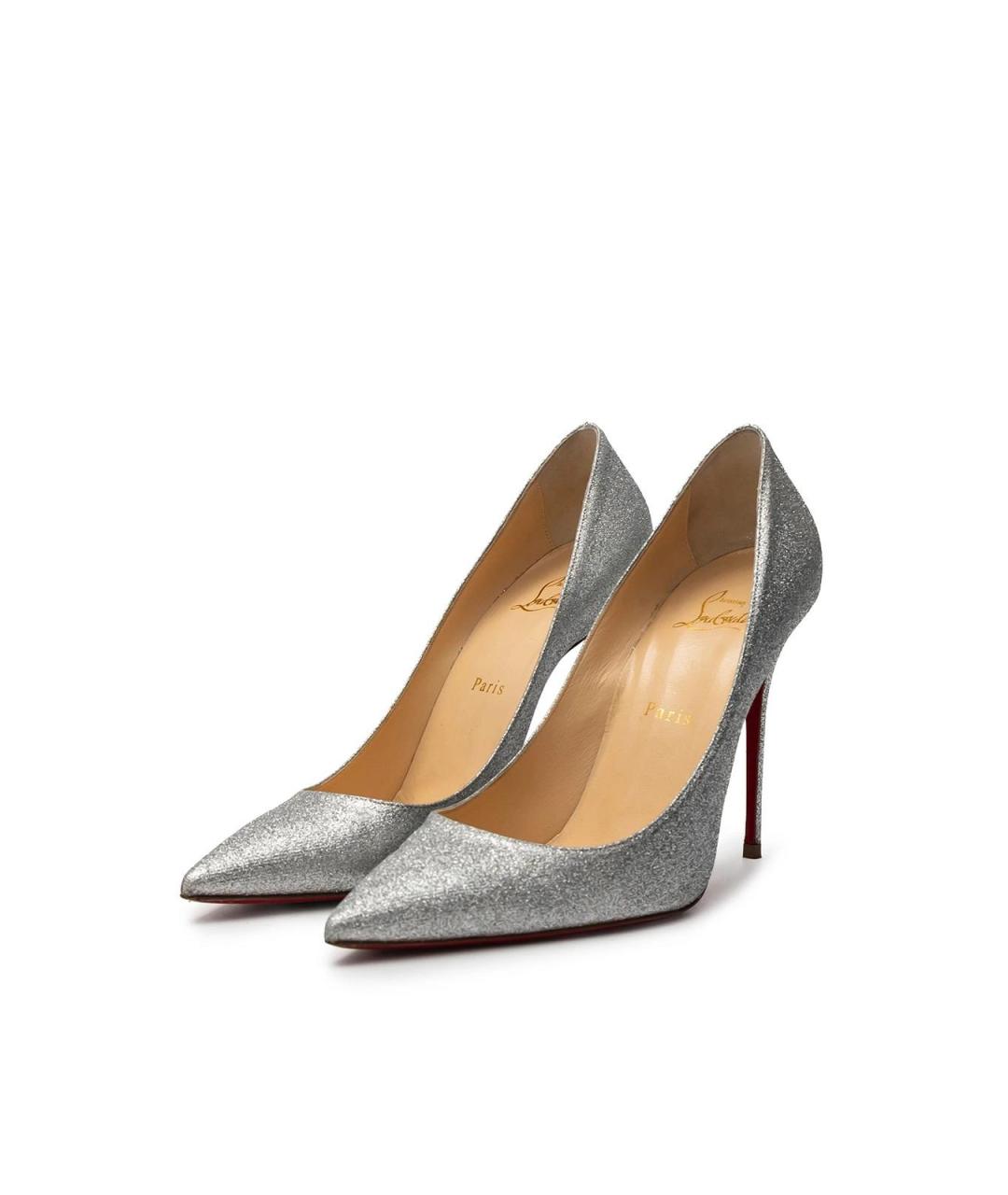 CHRISTIAN LOUBOUTIN Серебряные кожаные туфли, фото 2