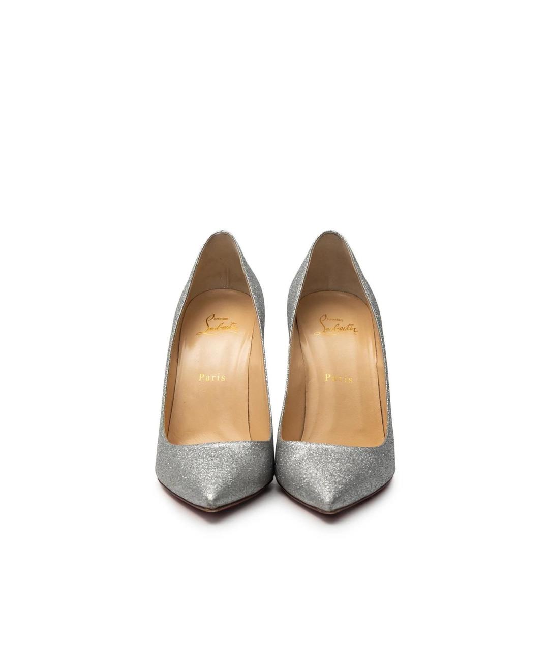 CHRISTIAN LOUBOUTIN Серебряные кожаные туфли, фото 4